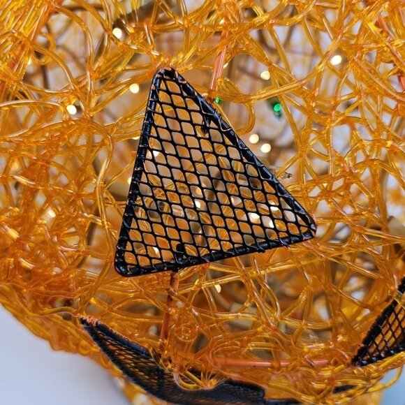 1970s Halloween Spun Spaghetti Lucite Plastic Pumpkin Jack O Lantern Read - Picture 8 of 14